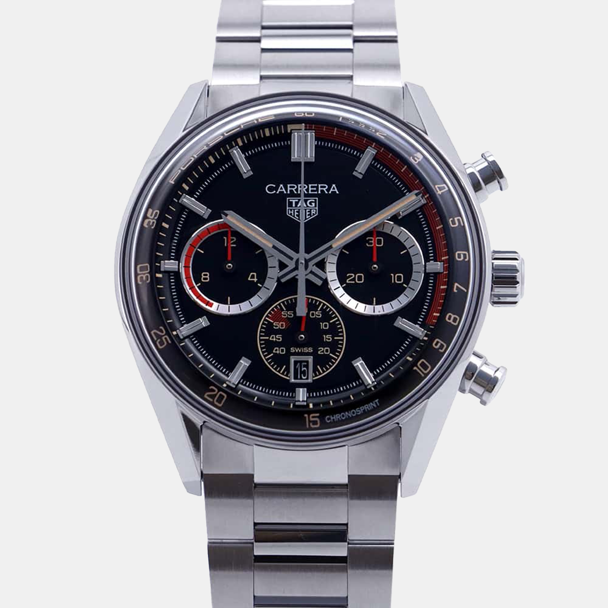 

Tag Heuer Black Stainless Steel Carrera Porsche Chronograph Special Edition CBS2015.EB0381 Automatic Men's Wristwatch