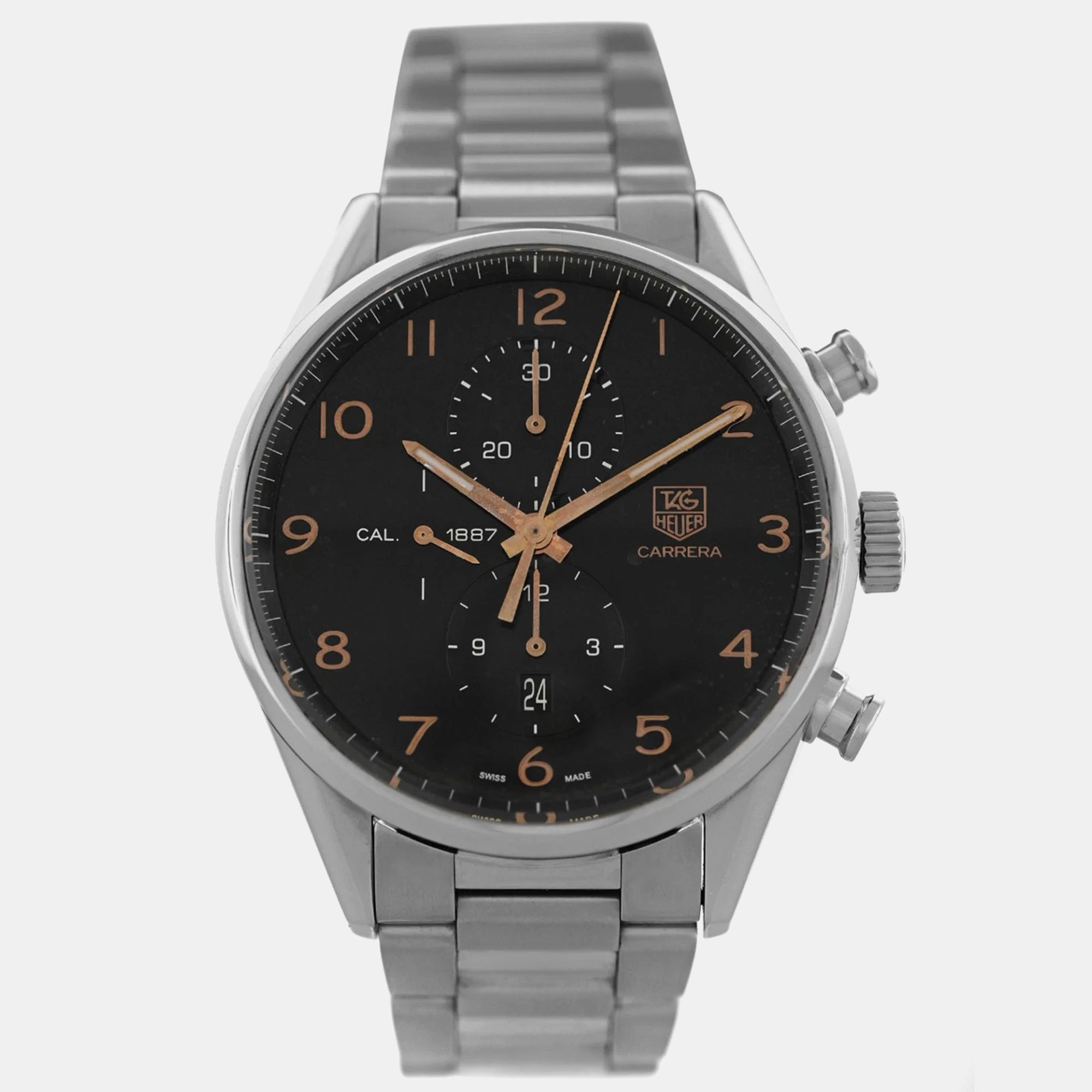 

Tag Heuer Carrera CAR2014 Automatic Black Stainless Steel Men's Wristwatch 43 mm, Silver