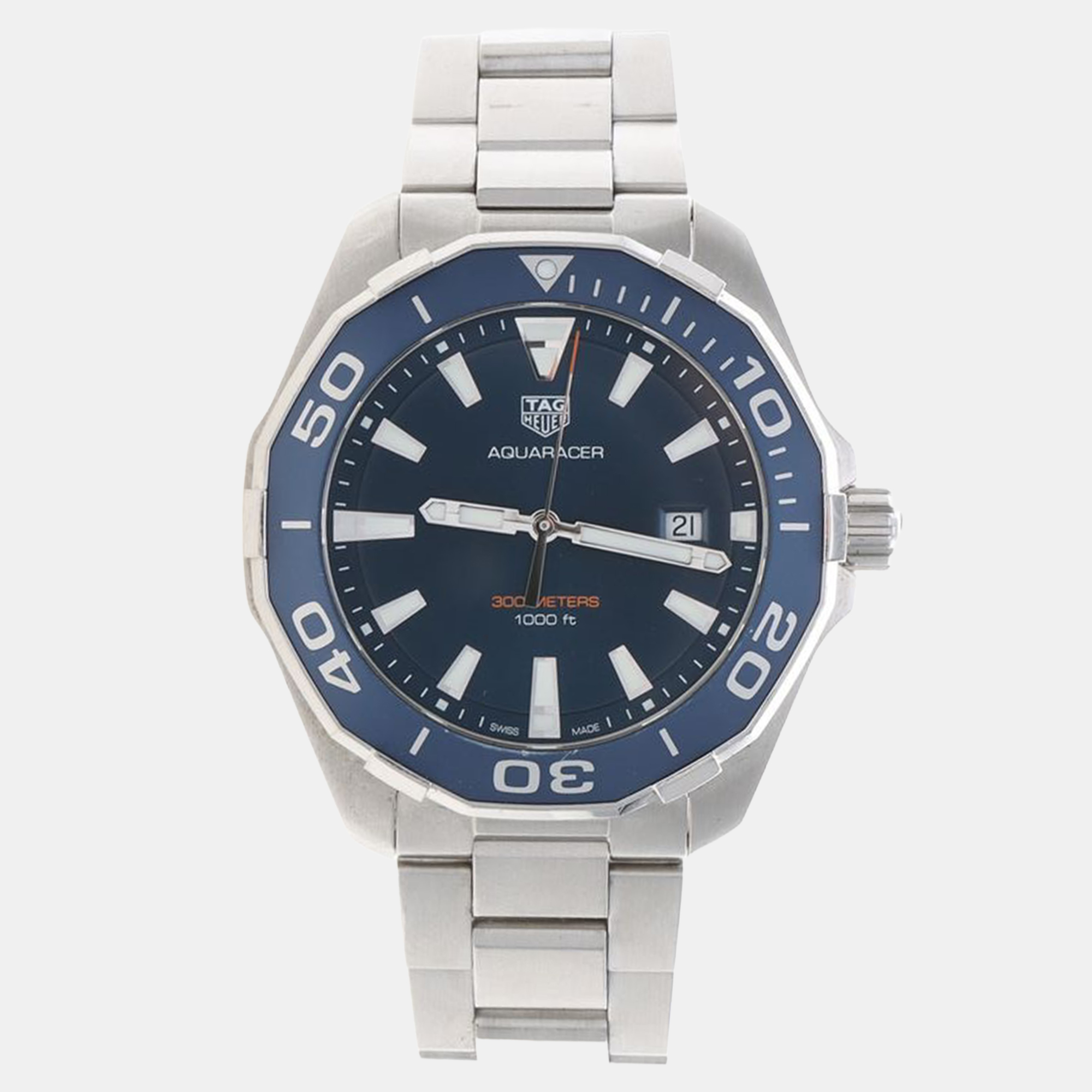 

Tag Heuer Aquaracer WAY101C Quartz Stainless Steel Men's Wristwatch 44 mm, Blue