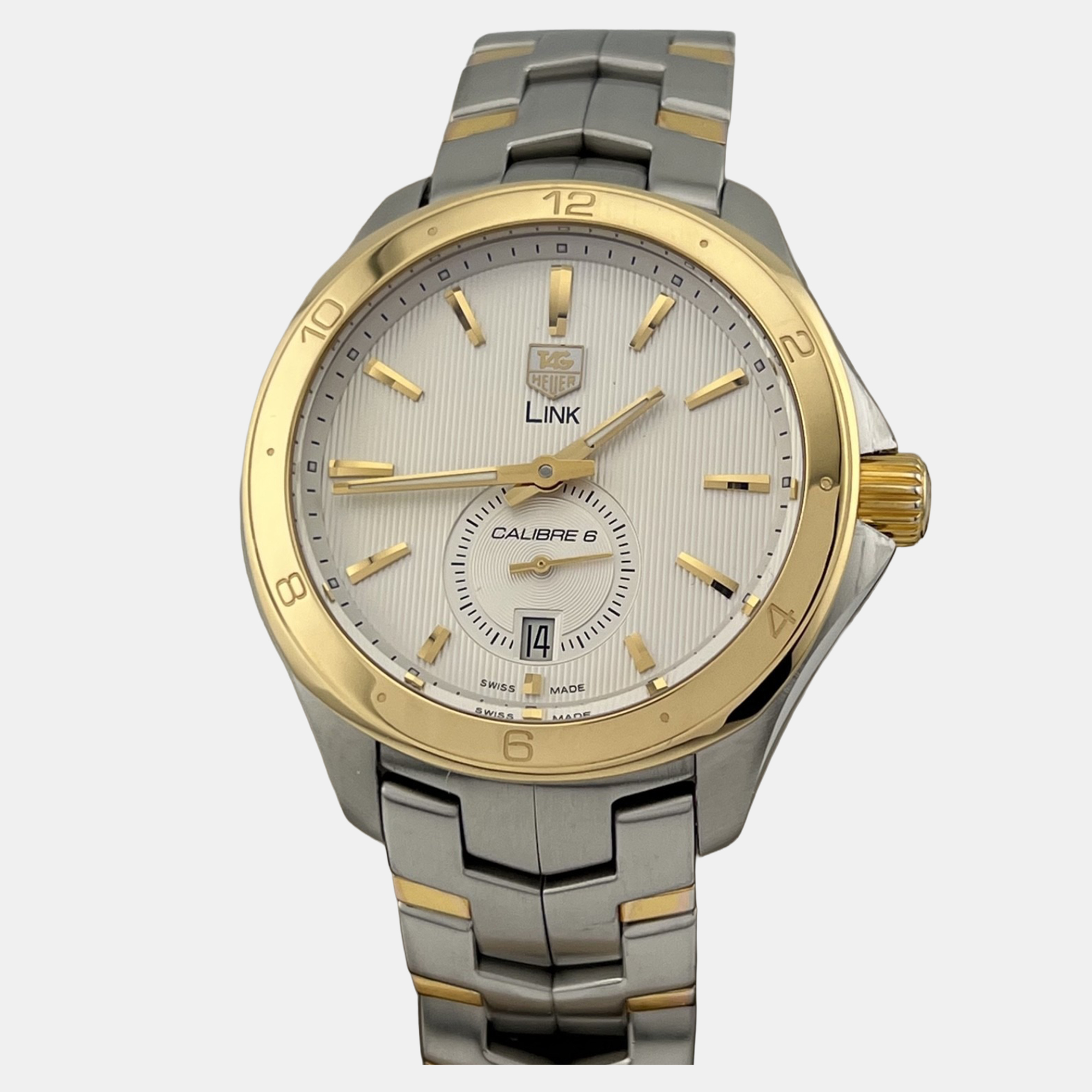 

Tag Heuer Link Calibre 6 WAT2150.BB0953 Automatic 18K Yellow Gold Stainless Steel Men's Wristwatch 40 mm, White