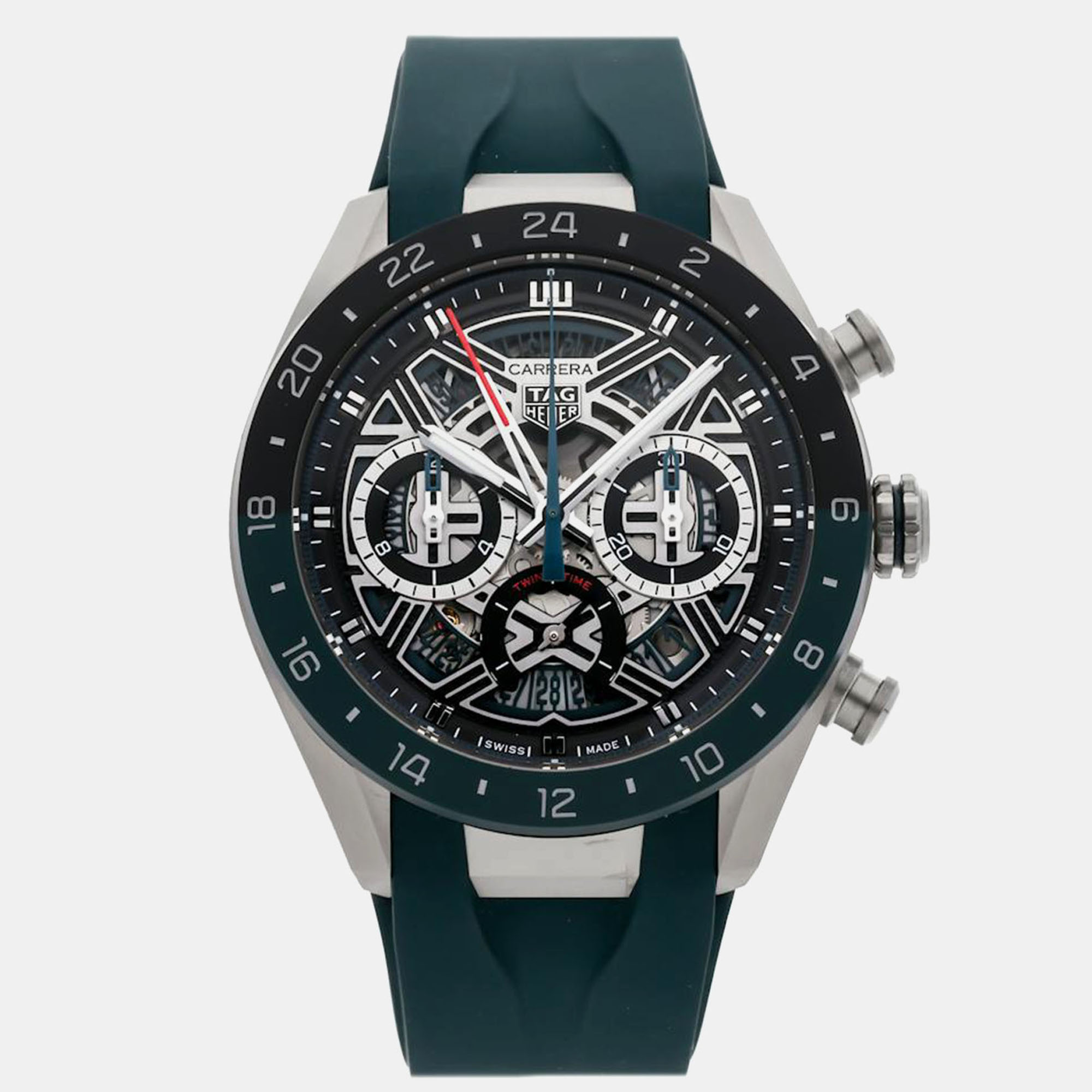 

Pre-Owned Tag Heuer Carrera Extreme Sport Chronograph Twin-Time CBU2084.FT6297, Green