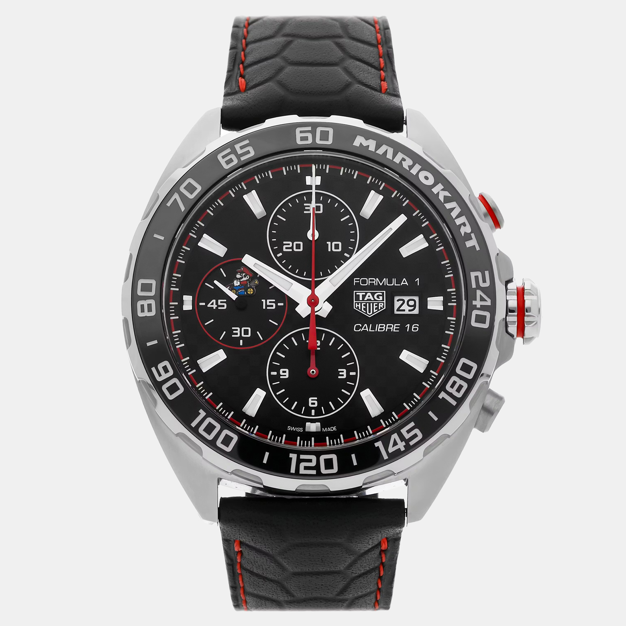 

Pre-Owned Tag Heuer Formula 1 X Mario Kart Limited Edition Chronograph CAZ201E.FC6517 Automatic 44 mm, Black