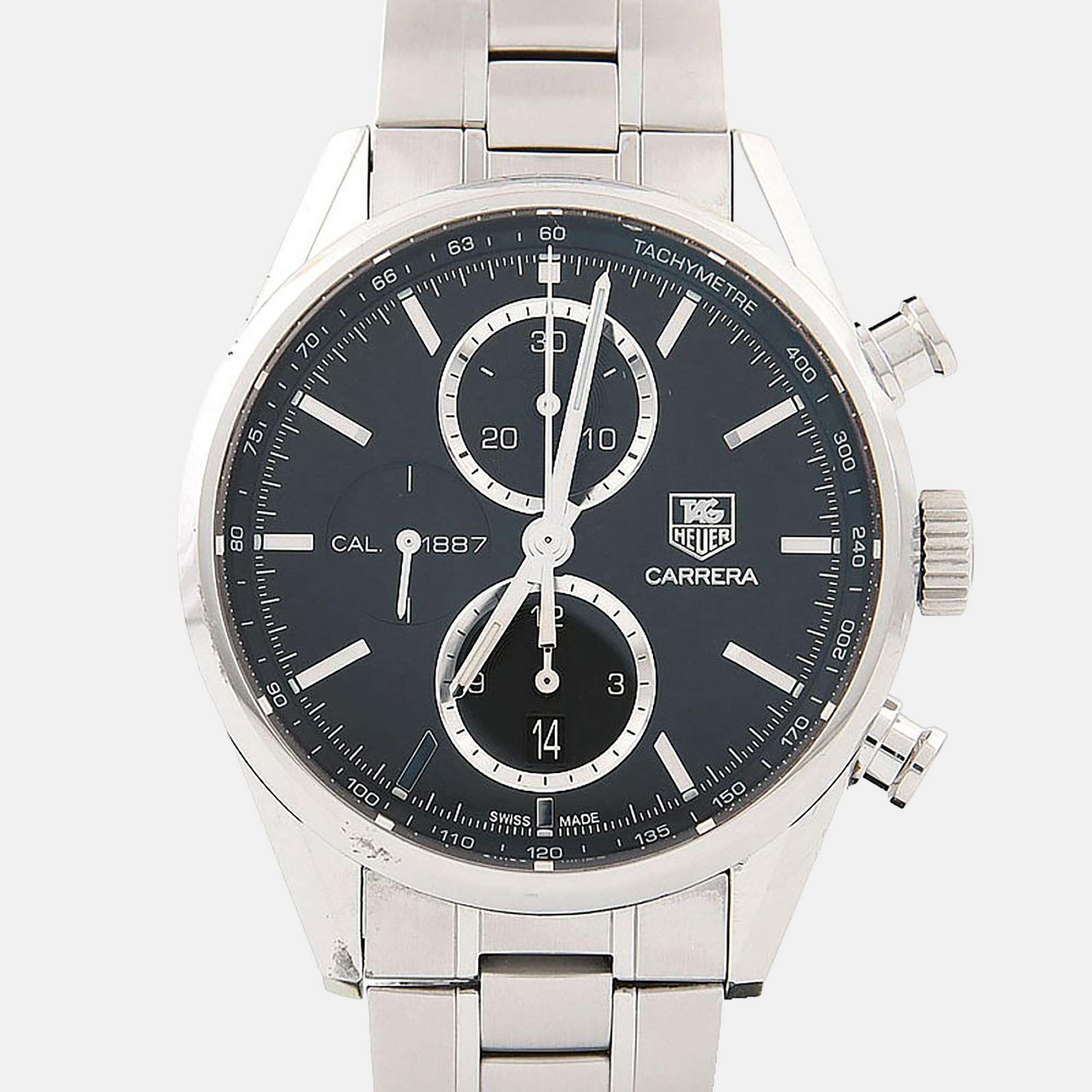 

Tag Heuer Carrera Calibre 1887 CAR2110-4 Black Stainless Steel Automatic Men Wristwatch 40 mm