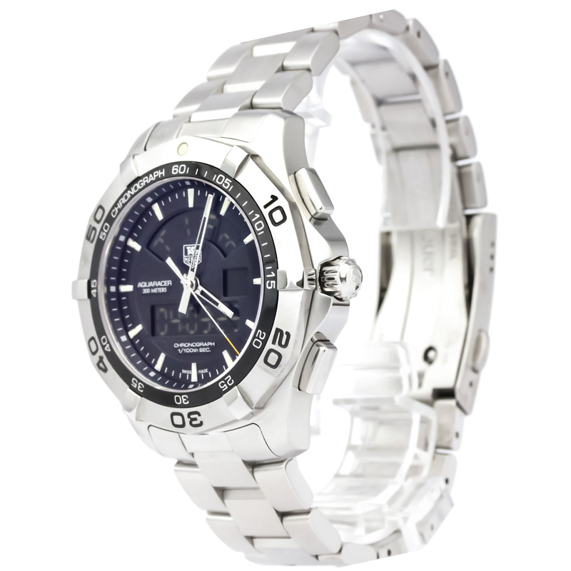 Pre Owned Tag Heuer Black Stainless Steel Aquaracer Men's Wristwatch 43MM