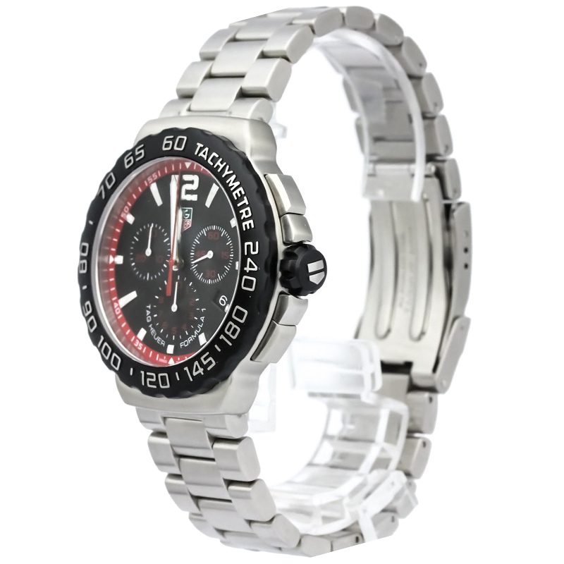 Pre Owned Tag Heuer Black Stainless Steel Formula 1 Chronograph Men's Wristwatch 42MM