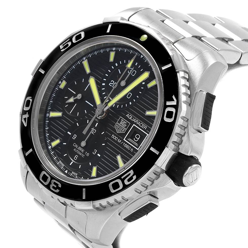 

Tag Heuer Black Stainless Steel Aquaracer Chronograph CAK2111 Men's Wristwatch