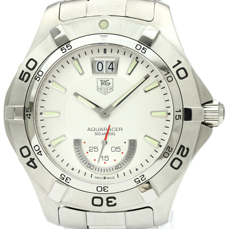 

Tag Heuer White Stainless Steel Aquaracer Grande Date WAF1011 Men's Wristwatch