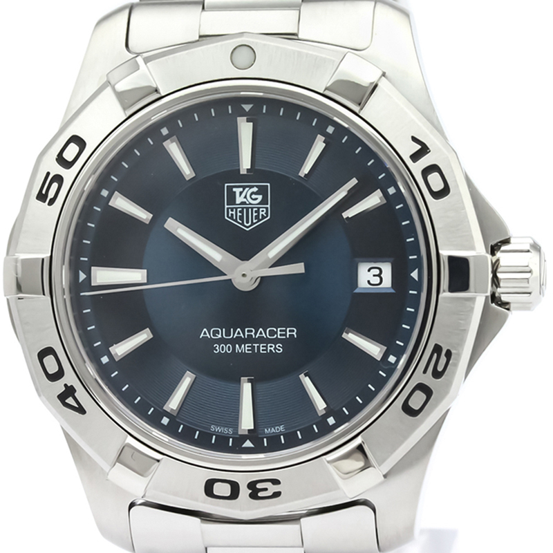 

Tag Heuer Blue Stainless Steel Aquaracer WAP1112 Men's Wristwatch