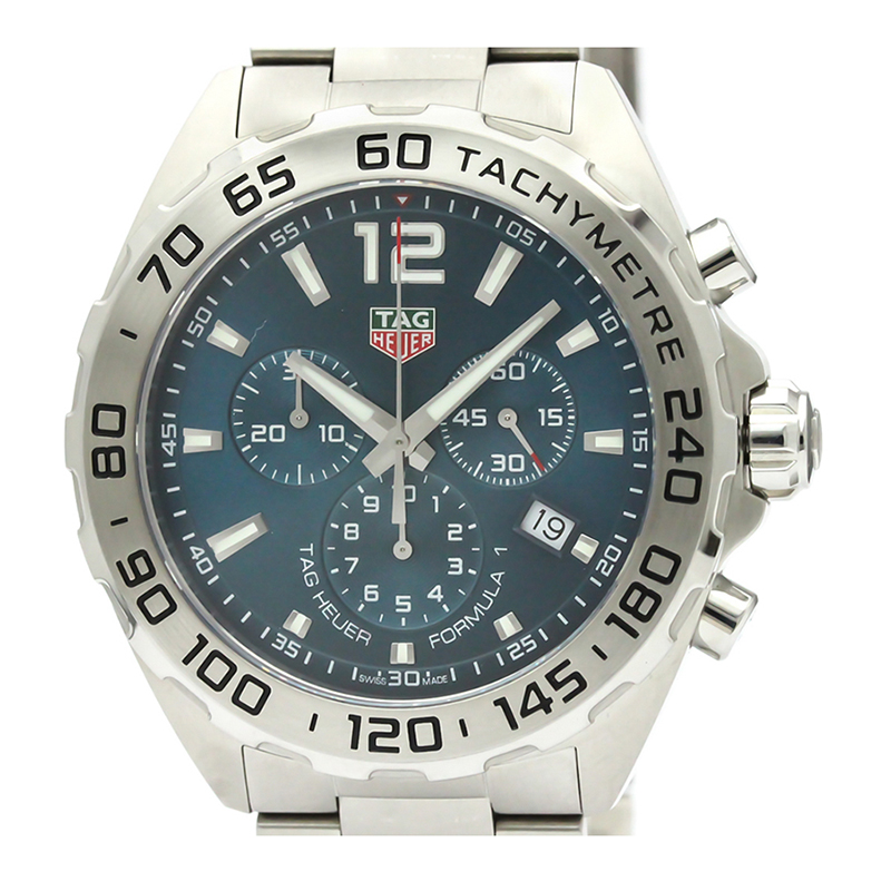 Pre Owned Tag Heuer Blue Stainless Steel Formula 1 Chronograph CAZ101K Men's Wristwatch 43MM