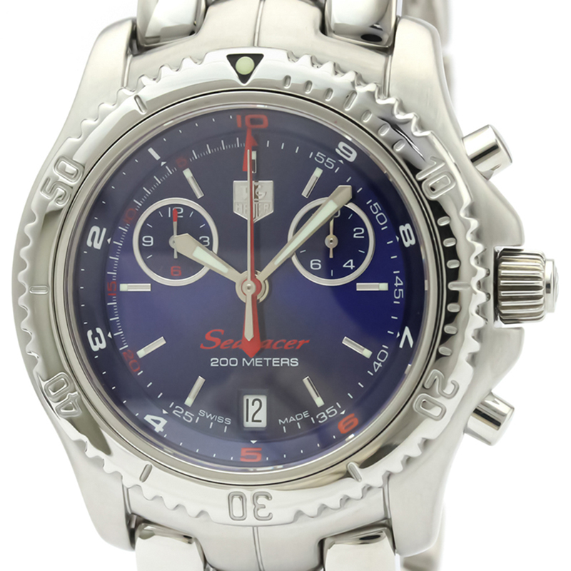 

Tag Heuer Blue Stainless Steel Link Searacer Chronograph CT1115 Men's Wristwatch