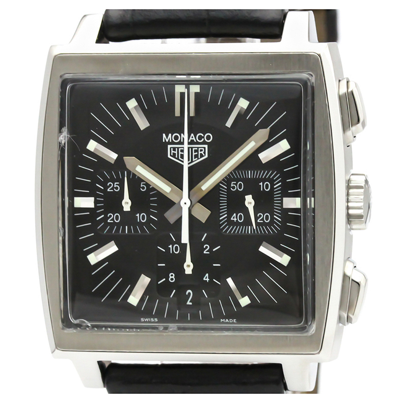 

Tag Heuer Black Stainless Steel Monaco Chronograph CS2111 Men's Wristwatch