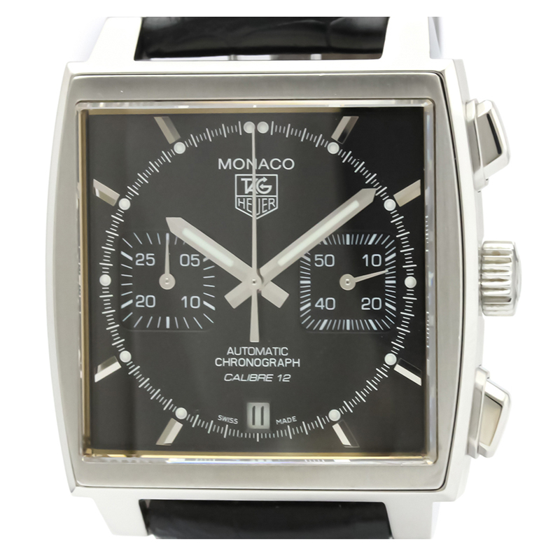

Tag Heuer Black Stainless Steel Monaco Chronograph CAW2110 Men's Wristwatch