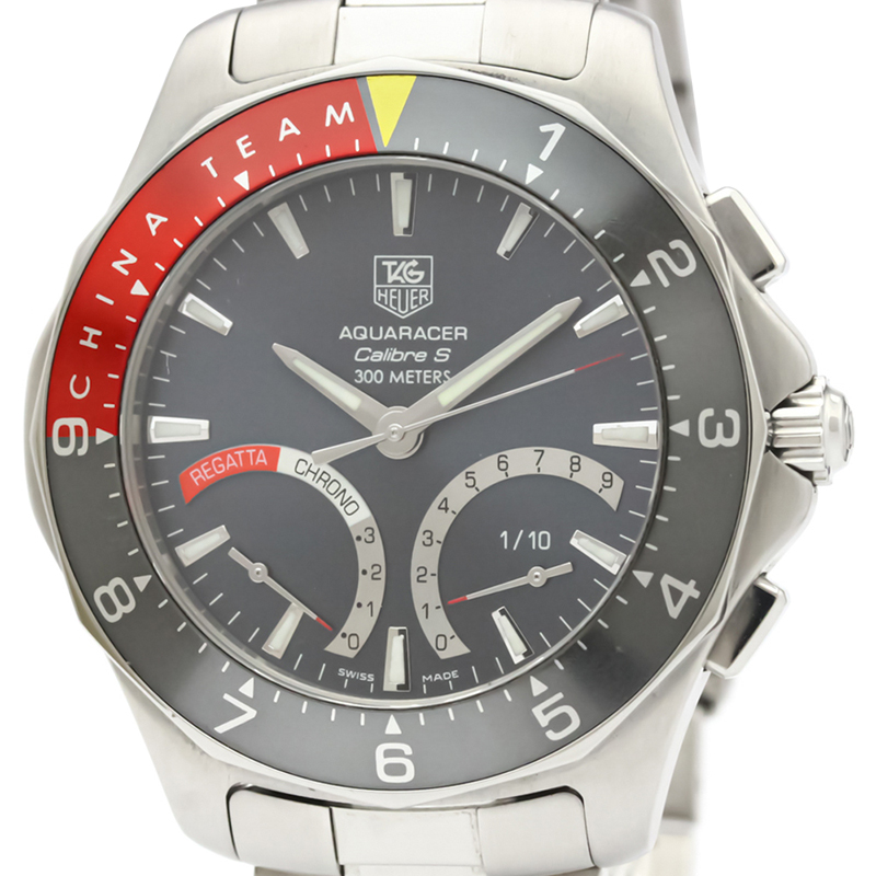 

Tag Heuer Gray Stainless Steel Aquaracer Calibre CAF7112 Men's Wristwatch, Grey