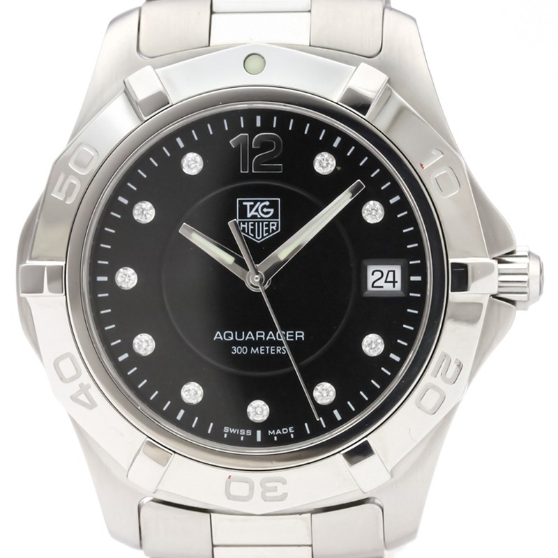 

Tag Heuer Black Diamond and Stainless Steel Aquarace WAF111C Men's Wristwatch
