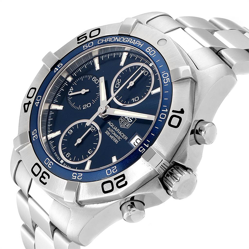 

Tag Heuer Blue Stainless Steel Aquaracer Chronograph CAF2112 Men's Wriswatch