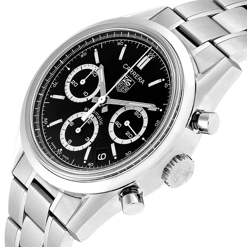 

Tag Heuer Black Stainless Steel Carrera Chronograph CV2113 Men's Wriswatch