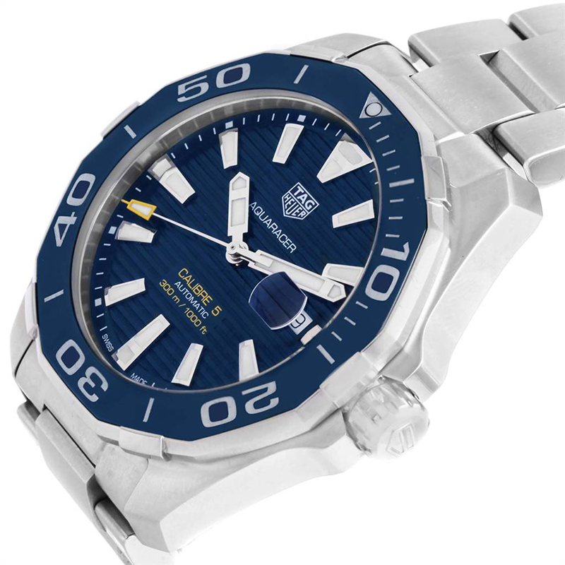 

Tag Heuer Blue Stainless Steel Aquaracer Chronograph WAY201B Men's Wristwatch