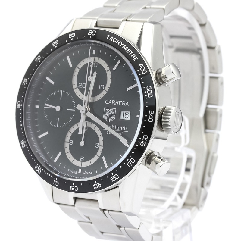 

Tag Heuer Black Stainless Steel Carrera Highland Scotland Chronograph CV2012 Men's Wristwatch