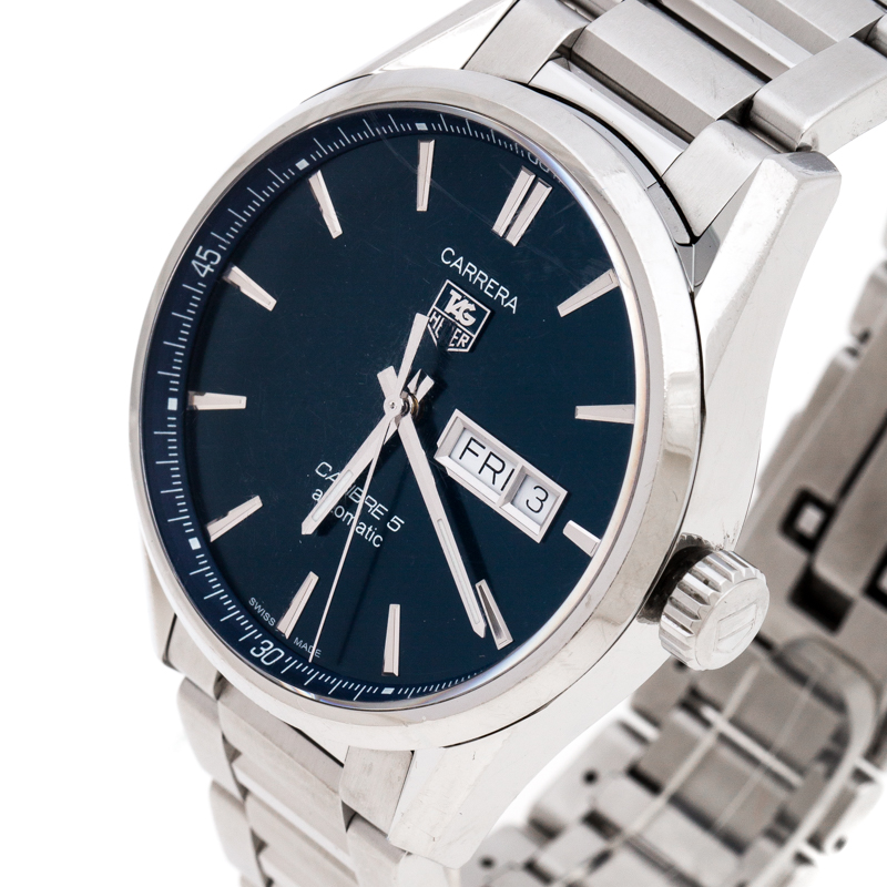 

Tag Heuer Blue Stainless Steel Carrera Caliber, Silver