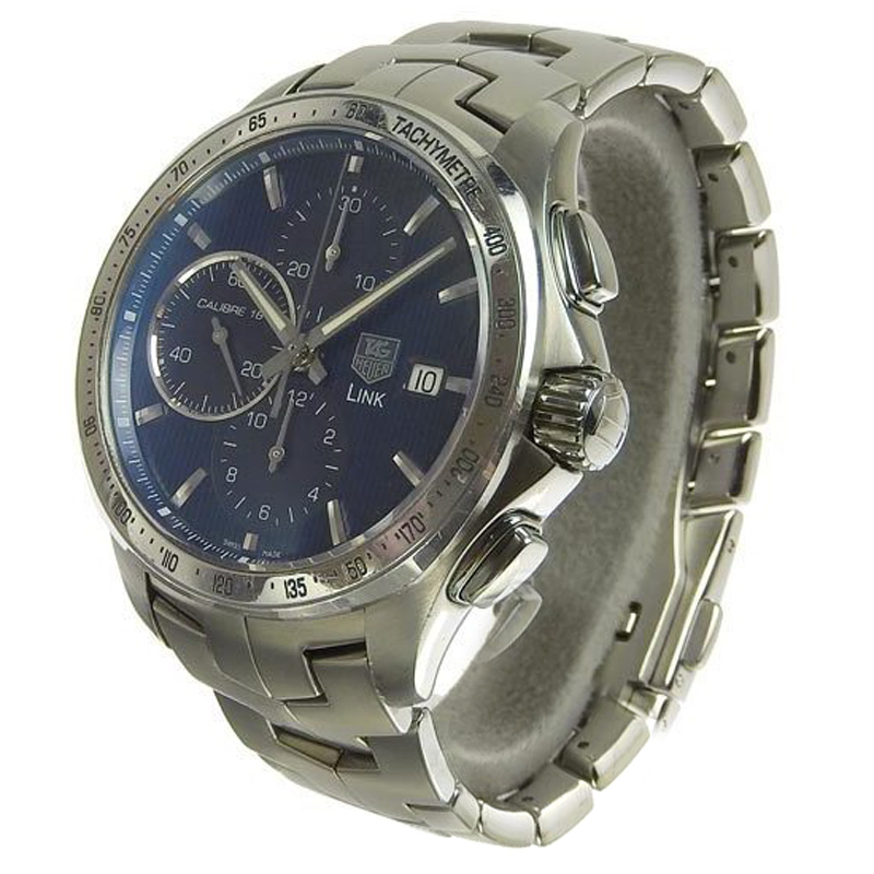 

Tag Heuer Blue Stainless Steel Link Chrono Mens Automatic Watch CAT2015 Men's Wristwatch