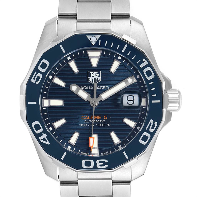 

Tag Heuer Blue Stainless Steel Aquaracer WAY211C Men's Wristwatch