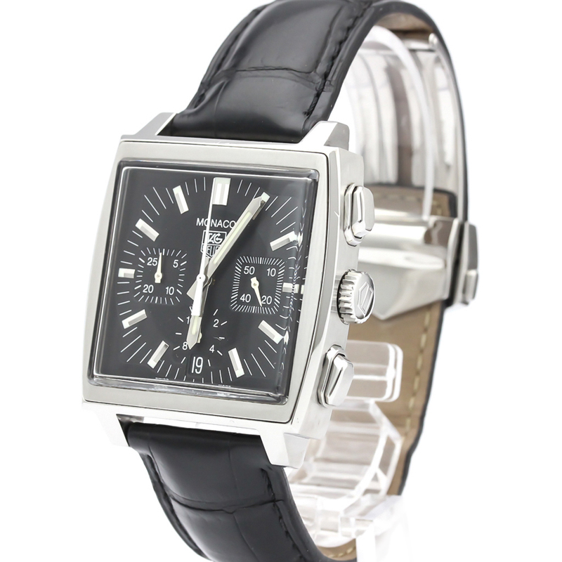 

Tag Heuer Black Stainless Steel Monaco Chronograph Cw2111 Men's Wristwatch