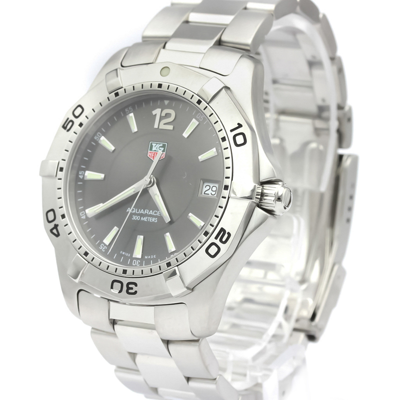 

Tag Heuer Gray Stainless Steel Aquaracer Waf111E Men's Wristwatch, Grey