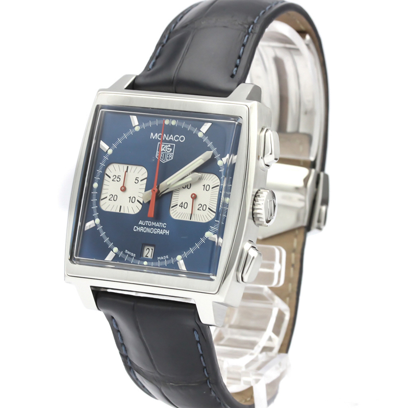 

Tag Heuer Blue Stainless Steel Monaco Chronograph Steve Mcqueen Cw2113 Men's Wristwatch