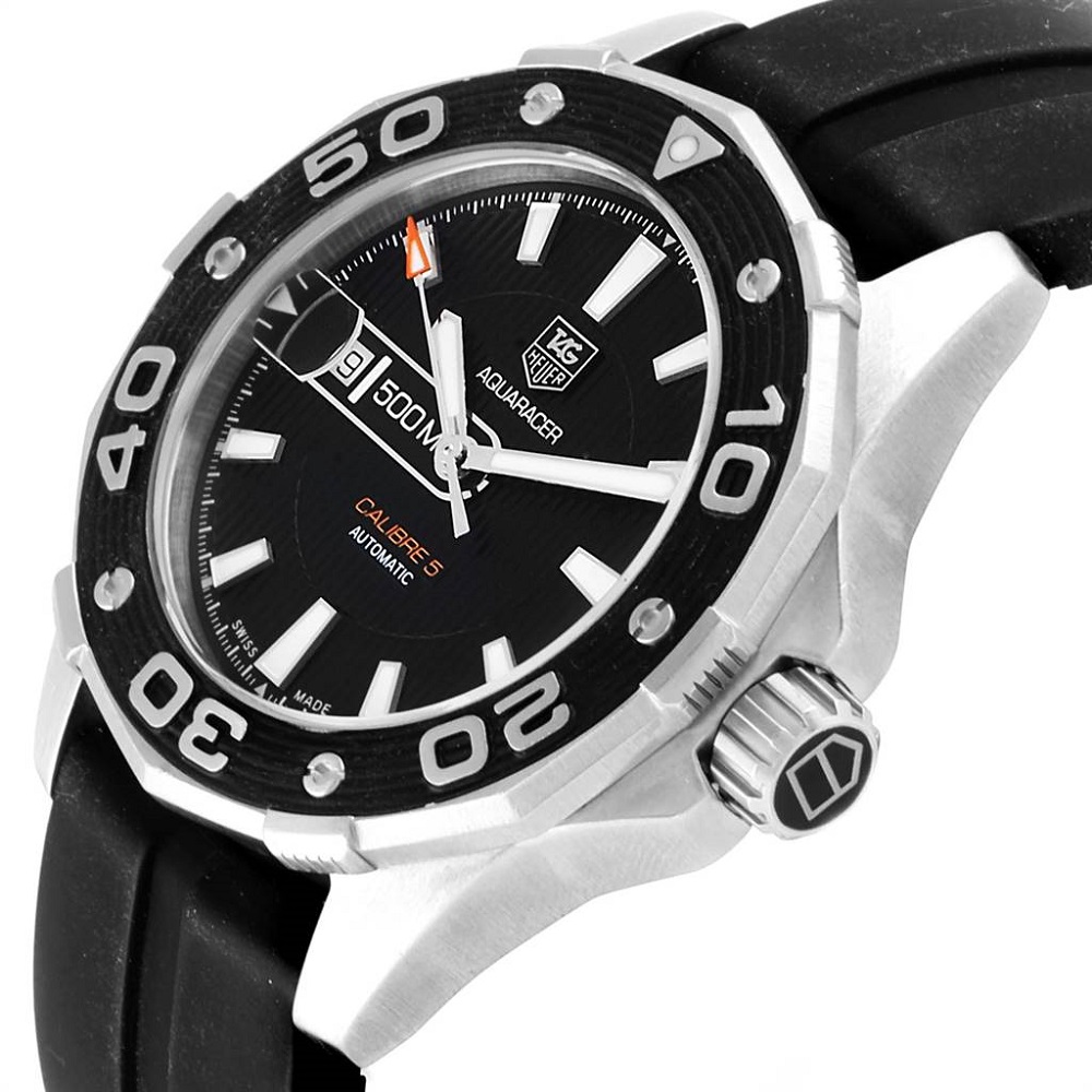 

Tag Heuer Black Stainless Steel and Rubber Aquaracer Calibre