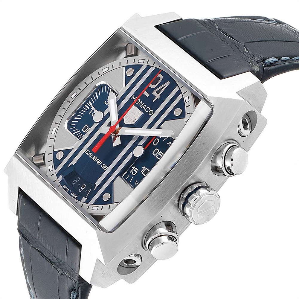 

Tag Heuer Blue Stainless Steel and Leather Monaco Steve McQueen CAL5111 Men's Wristwatch