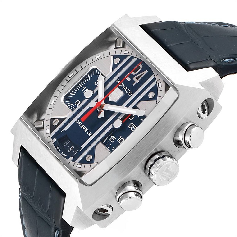 

Tag Heuer Blue Stainless Steel and Leather Monaco Steve McQueen CAL5111 Men's Wristwatch