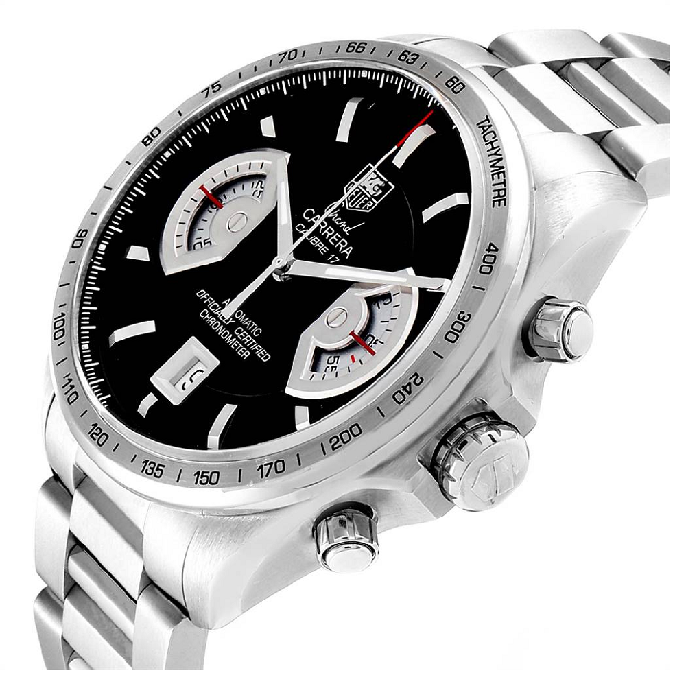 

Tag Heuer Black Stainless Steel Grand Carrera Automatic CAV511A Men's Wristwatch