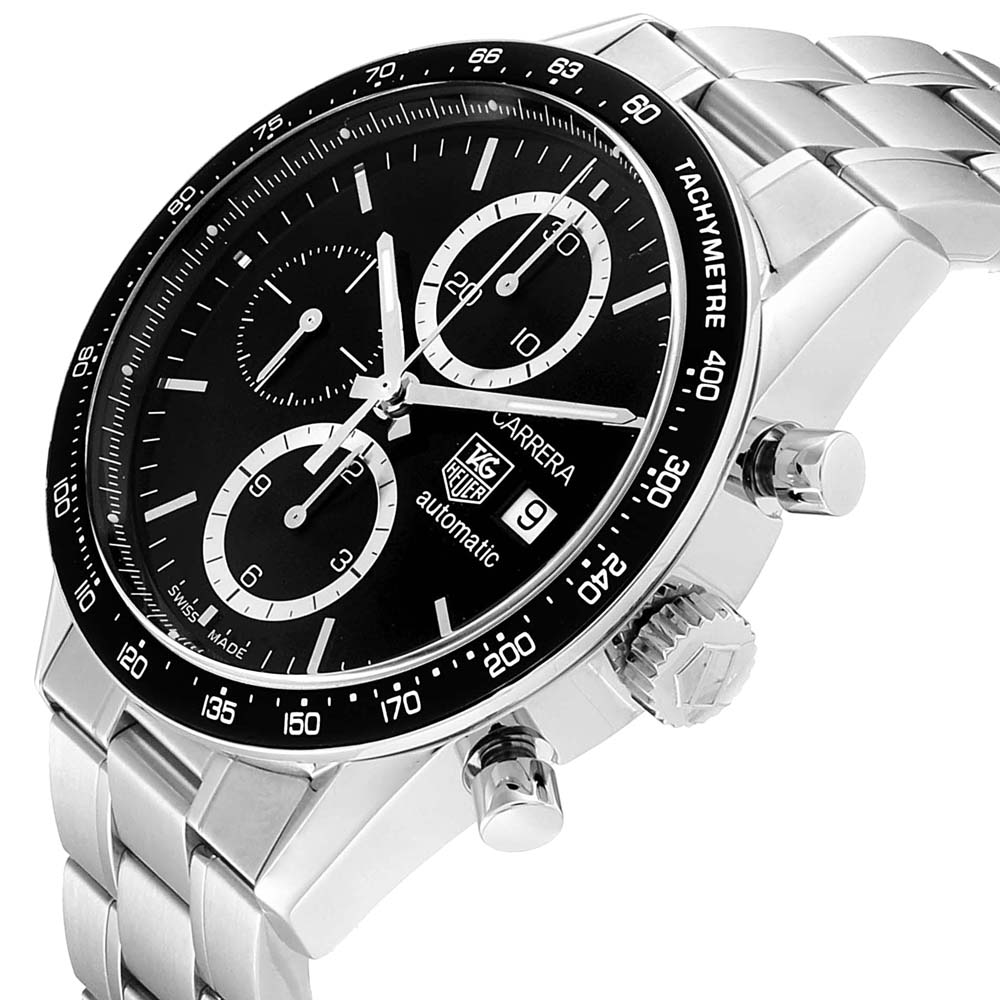 

Tag Heuer Black Stainless Steel Carrera Tachymeter Chronograph CV2010 Men's Wristwatch