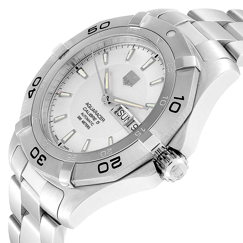

Tag Heuer Silver Stainless Steel Aquaracer WAF2011 Men's Wristwatch