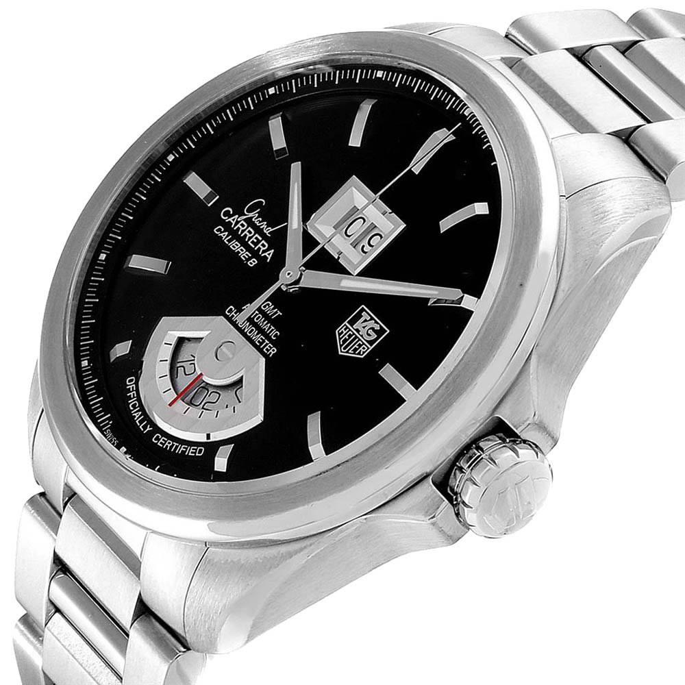 

Tag Heuer Black Stainless Steel Grand Carrera GMT WAV5111 Men's Wristwatch