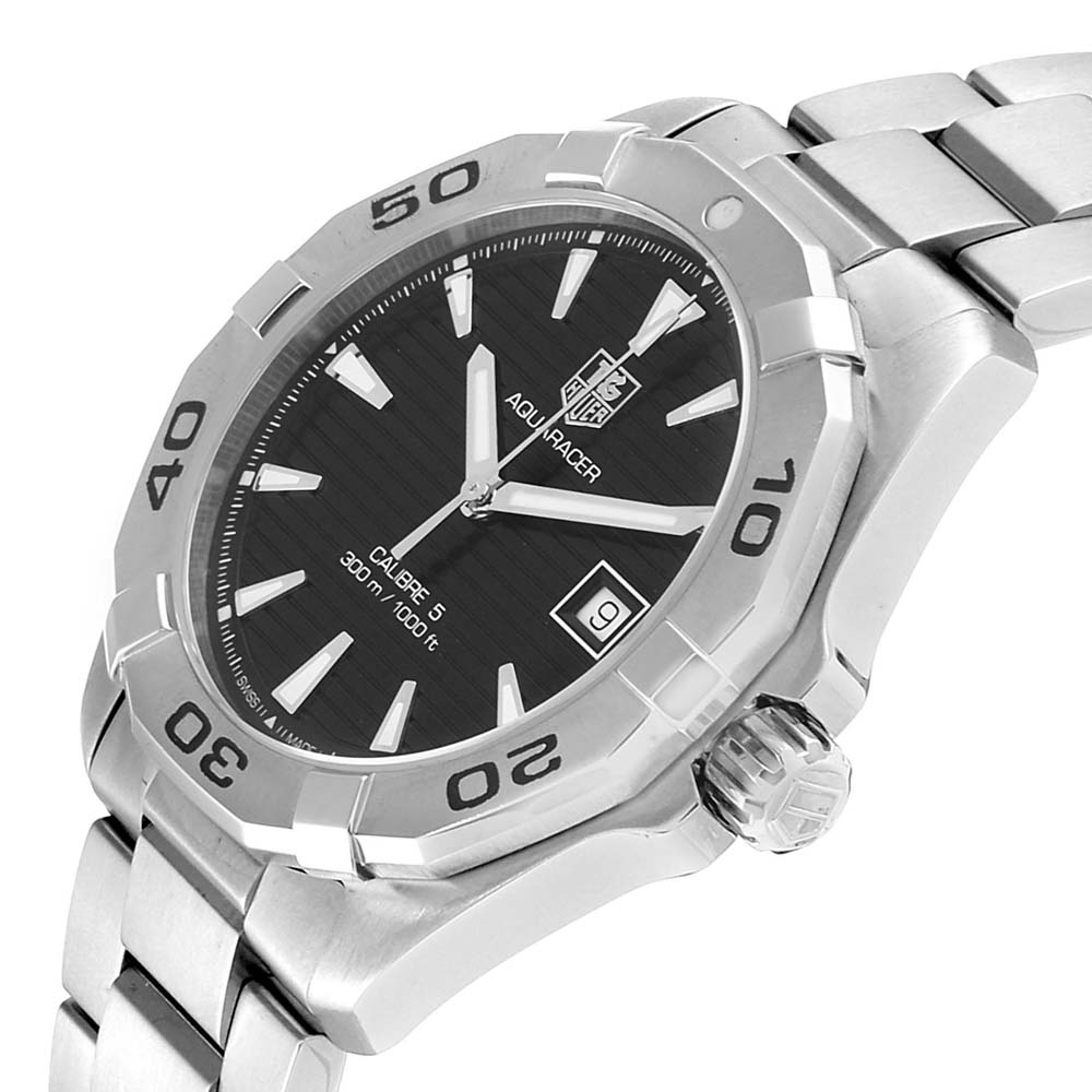 

Tag Heuer Black Stainless Steel Aquaracer WAY2110 Men's Wristwatch