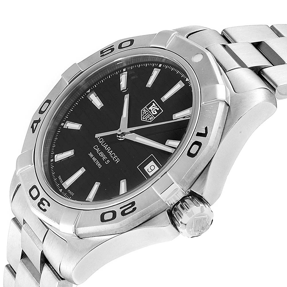 

Tag Heuer Black Stainless Steel Aquaracer WAY2110 Men's Wristwatch