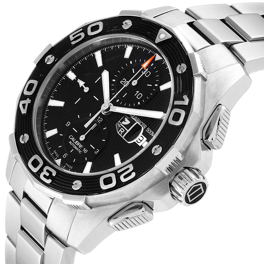 

Tag Heuer Black Stainless Steel Aquaracer CAJ2110 Men's Wristwatch