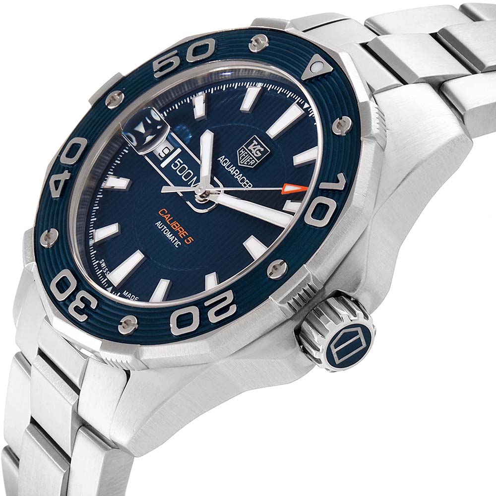 

Tag Heuer Blue Stainless Steel Aquaracer WAJ2112 Card Men's Wristwatch