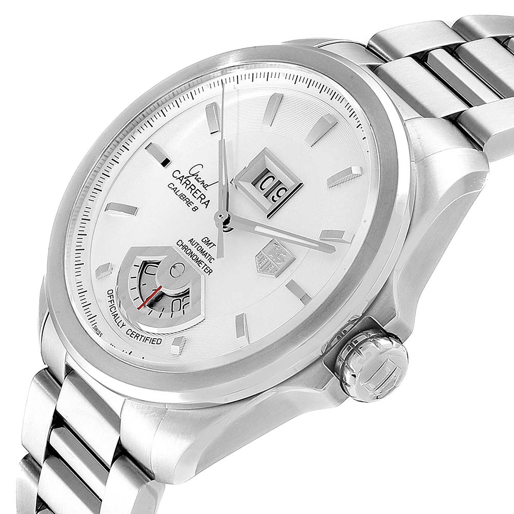 

Tag Heuer Silver Stainless Steel Grand Carrera GMT Chronograph WAV5112 Men's Wristwatch
