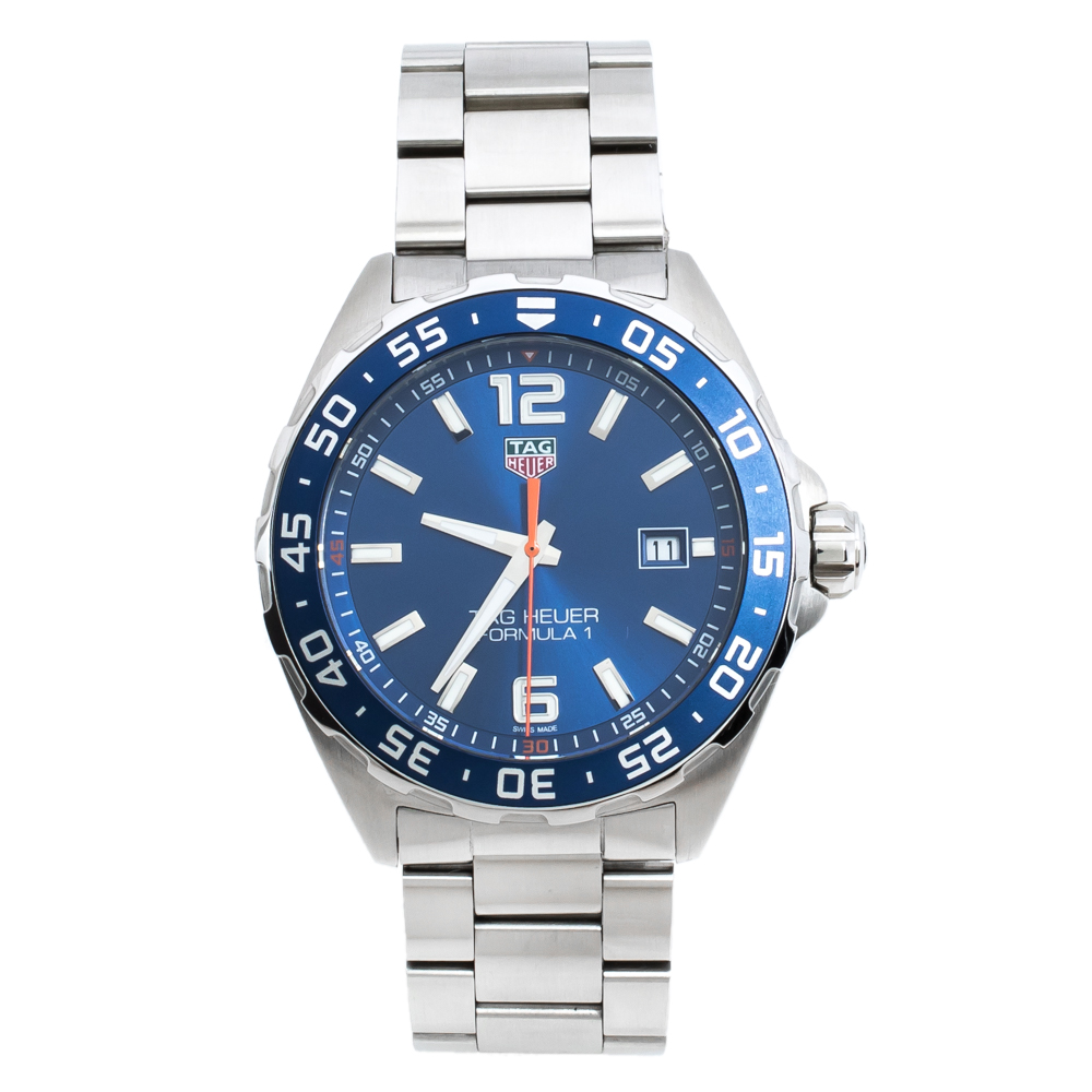 Pre Owned Tag Heuer Blue Stainless Steel Formula 1 WAZ1010.BA0842 Men's Wristwatch 43 mm