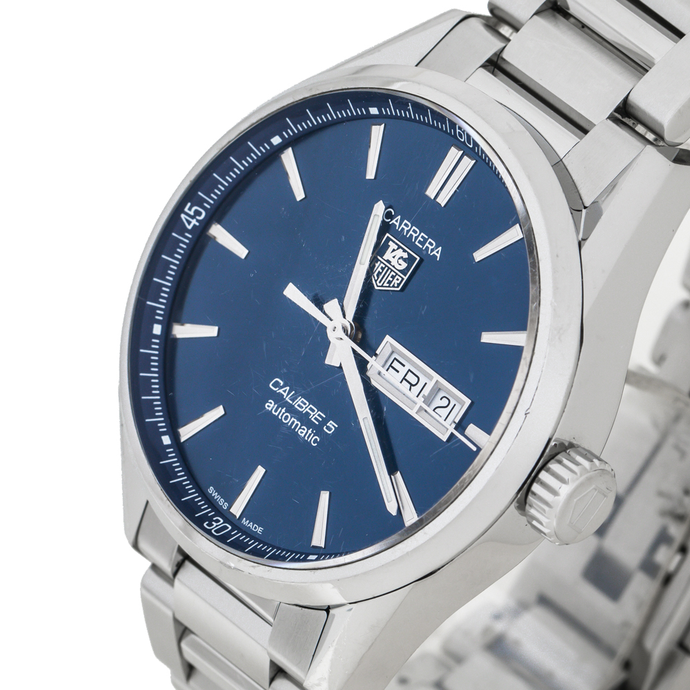 

TAG Heuer Blue Stainless Steel Carrera Calibre, Silver