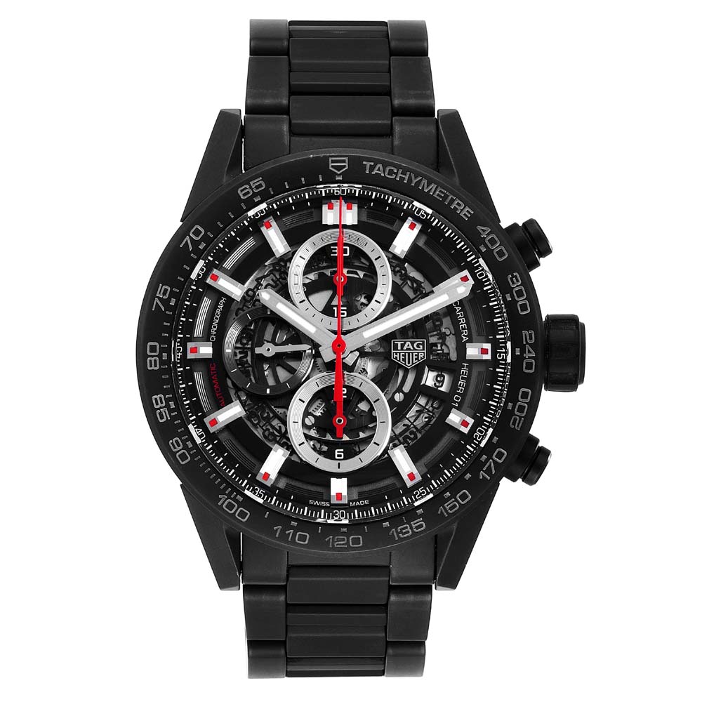Click to view more detailed imagery on our partner's website Pre-owned Tag Heuer Black Ceramic Carrera Calibre 01 Car2090 Men's Wristwatch 43 Mm