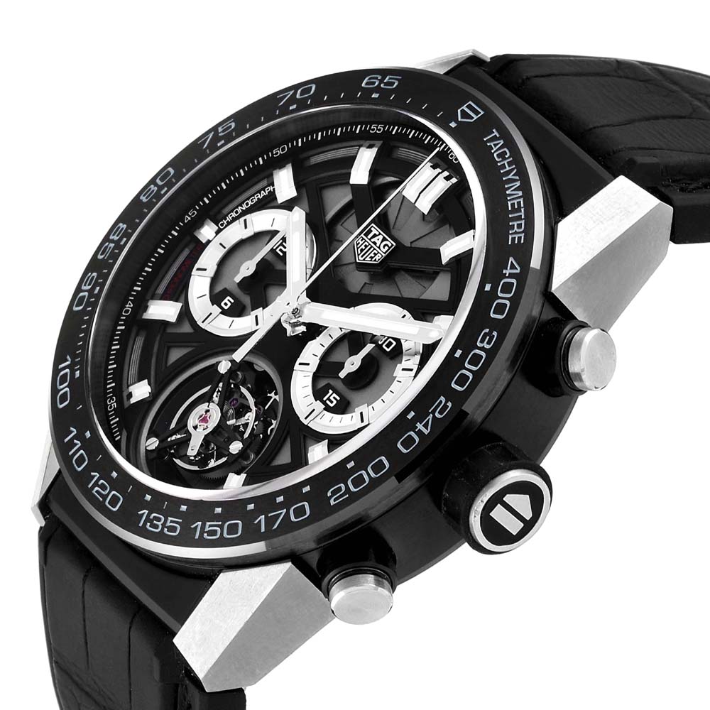 

Tag Heuer Black Titanium Carrera Tourbillon Chronograph CAR5A8Y Men's Wristwatch