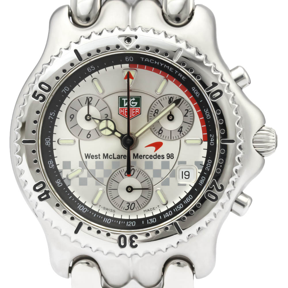 

Tag Heuer Silver Stainless Steel Sel Mclaren Mercedes 1998 F1 Limited Watch CG1117 Men's Wristwatch 37 MM