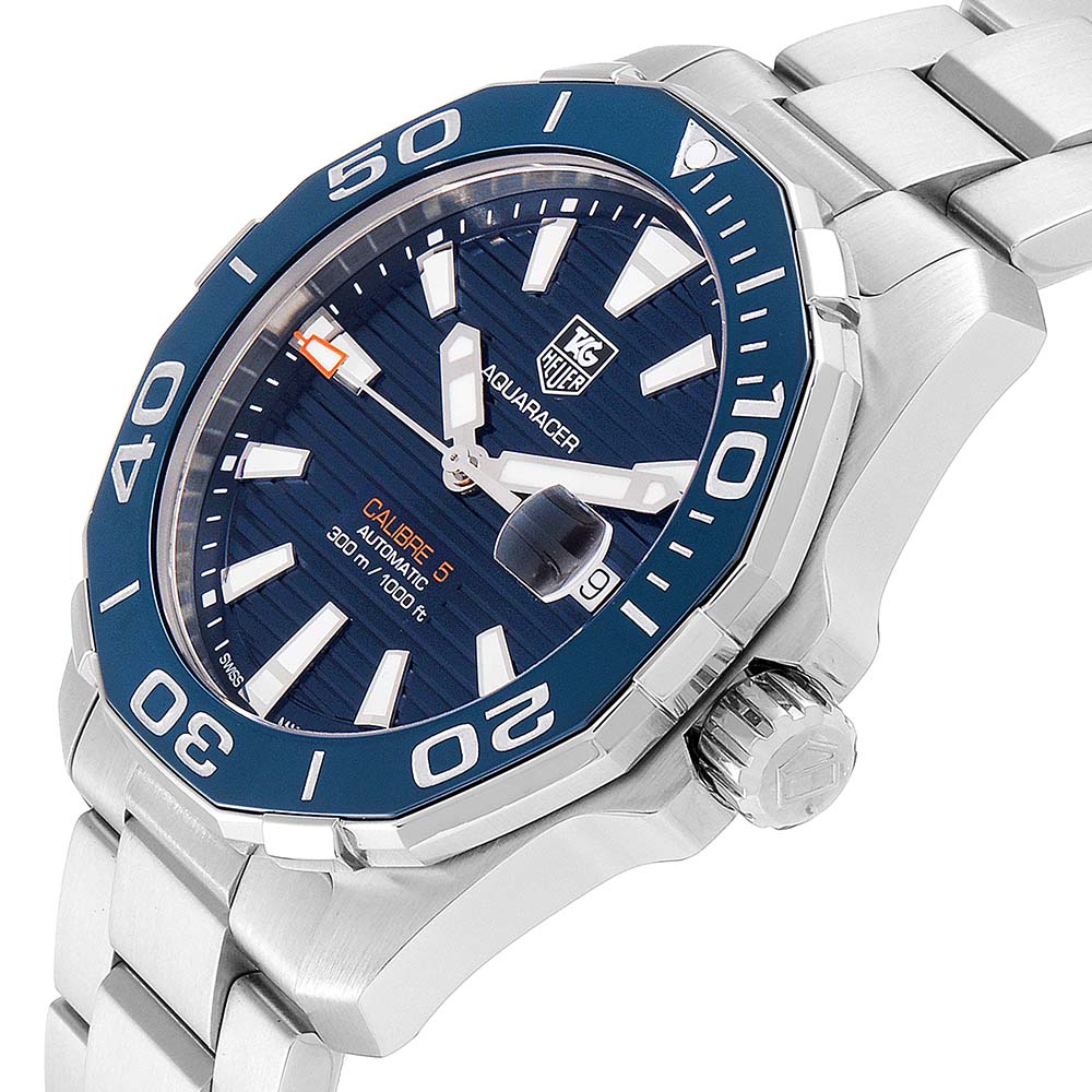 

Tag Heuer Blue Stainless Steel Aquaracer Automatic WAY211C Men's Wristwatch