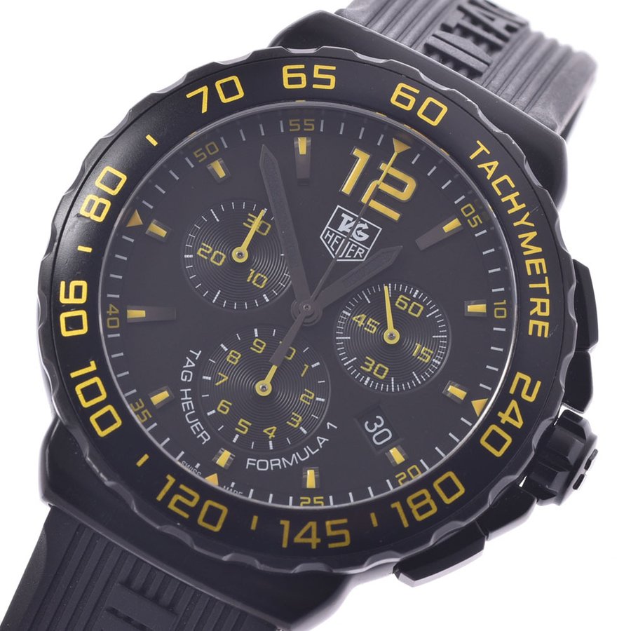 

Tag Heuer Black Stainless Steel Formula 1 Chrono CAU111E Men's Wristwatch 42 MM