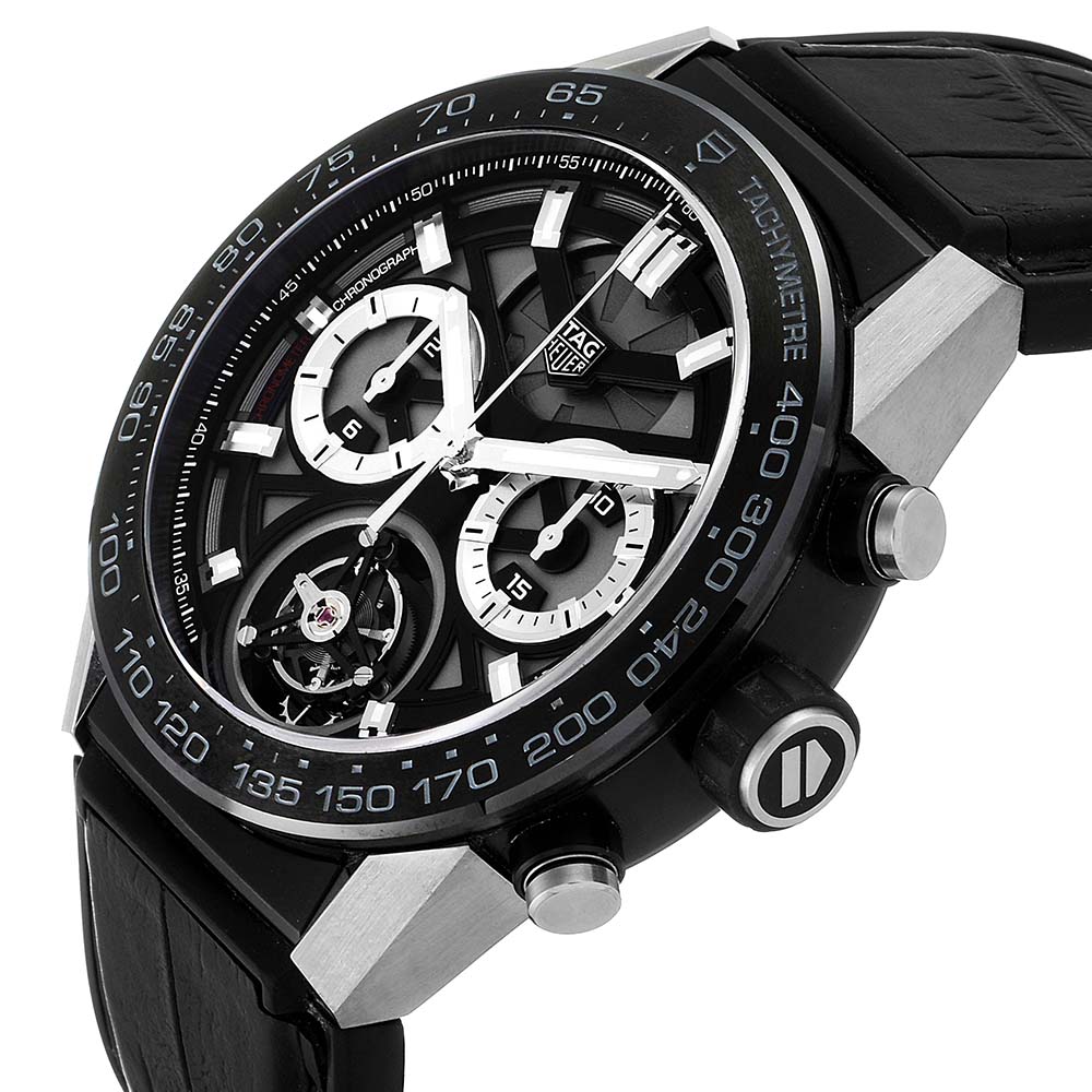 

Tag Heuer Black Titanium Carrera Tourbillon Chronograph CAR5A8Y Men's Wristwatch