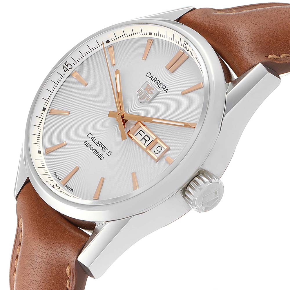 

Tag Heuer Silver Stainless Steel Carrera Day Date WAR201D Men's Wristwatch