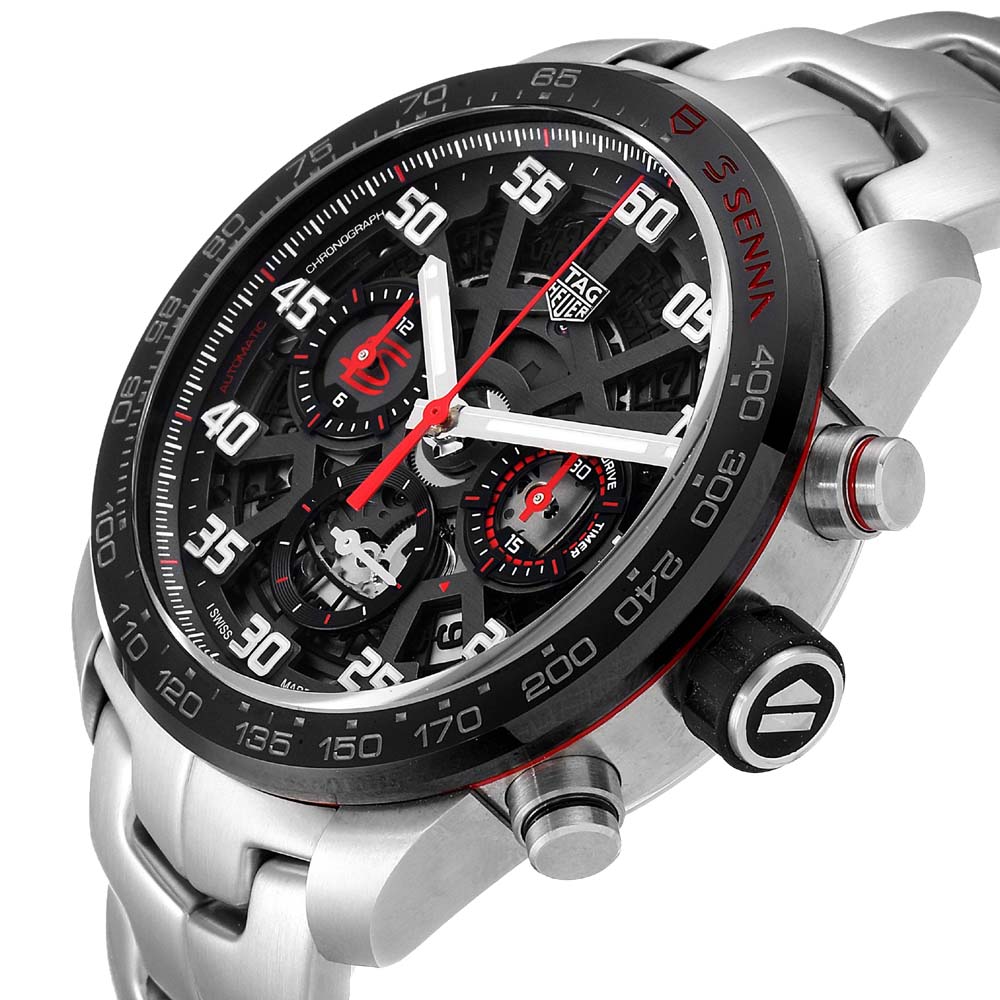 

Tag Heuer Black Stainless Steel Carrera Senna Special Edition Chronograph CBG2013 Men's Wristwatch